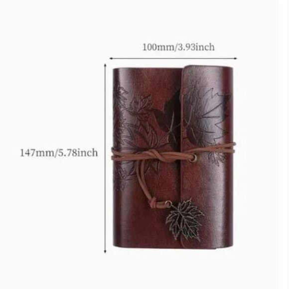 Brown Maple Leaf Diary Notebook Notepad Ledger - Picture 5 of 8